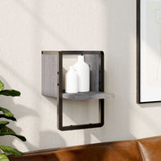 Wandschap met stang 20x25x30 cm grijs eiken
