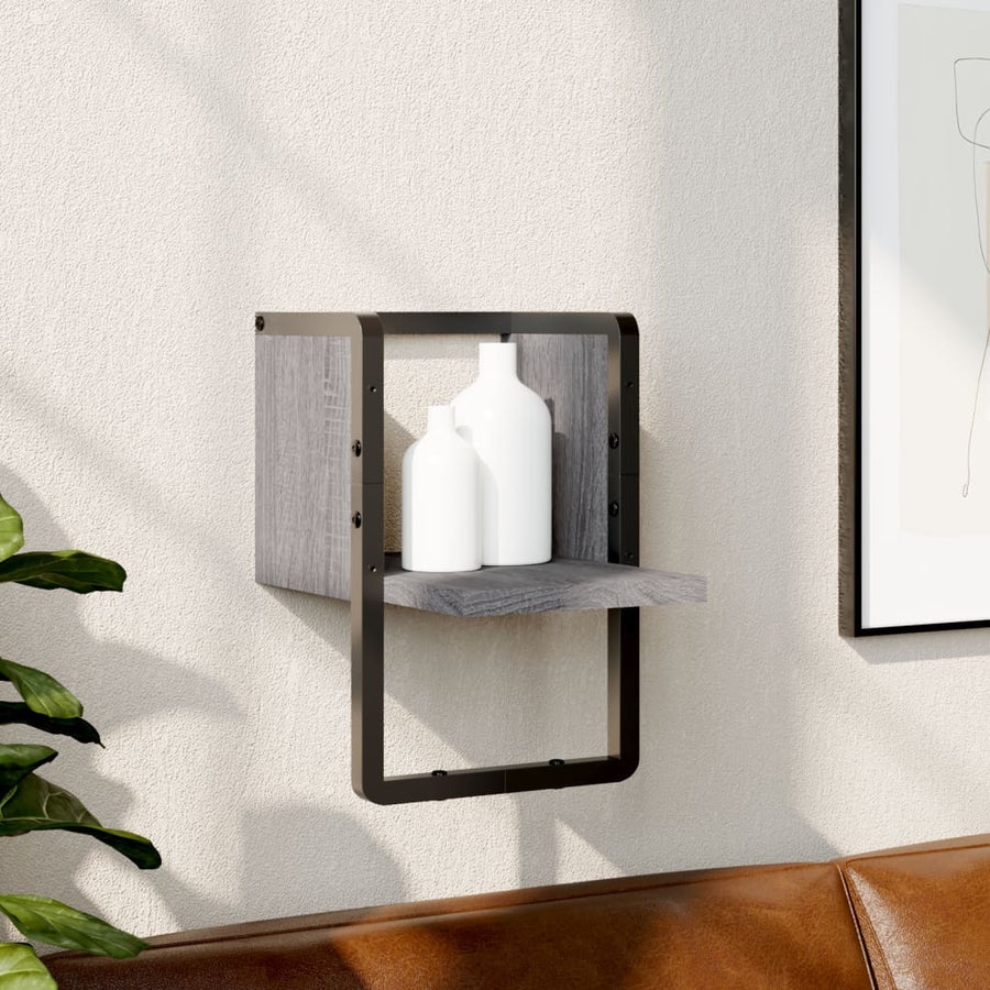 Wandschap Met Stang Eikenkleurig 20 x 25 x 30 cm Grijs sonoma
