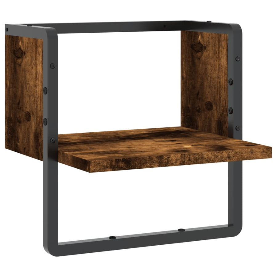 Wandschap met stang 30x25x30 cm gerookt eikenkleurig