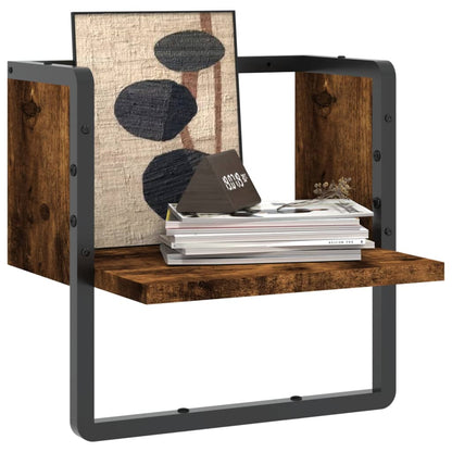 Wandschap met stang 30x25x30 cm gerookt eikenkleurig