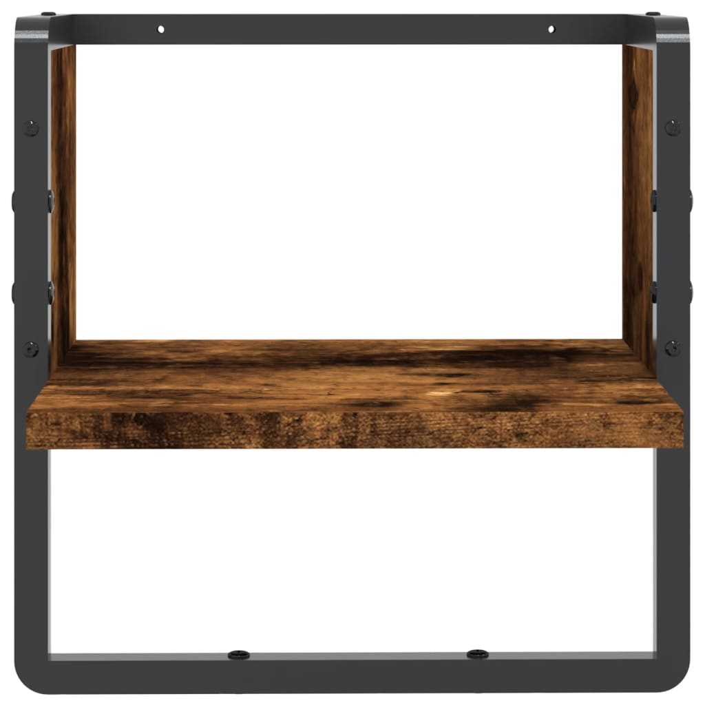 Wandschap met stang 30x25x30 cm gerookt eikenkleurig