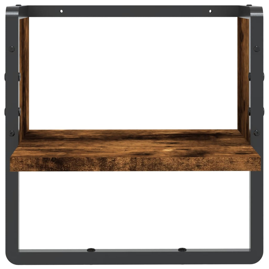 Wandschap met stang 30x25x30 cm gerookt eikenkleurig