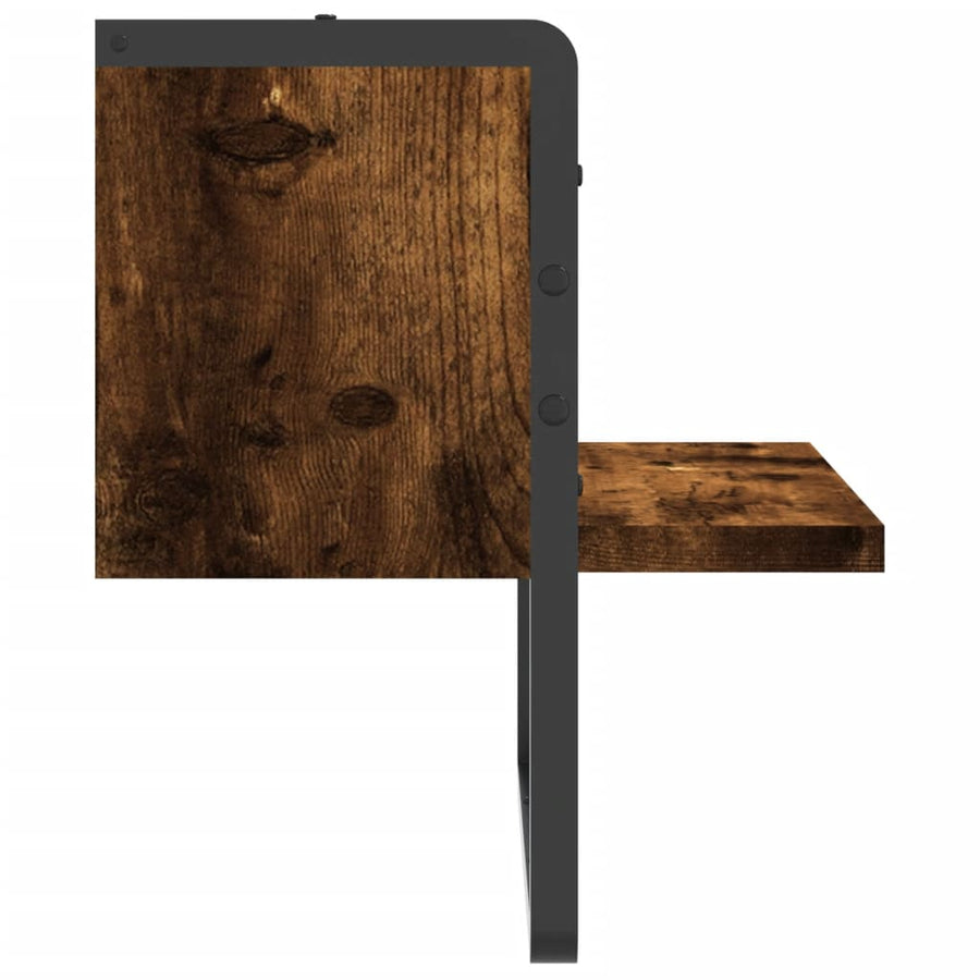 Wandschap met stang 30x25x30 cm gerookt eikenkleurig