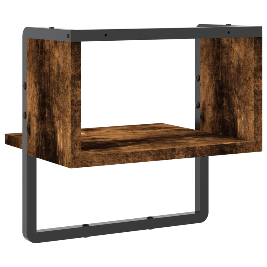 Wandschap met stang 30x25x30 cm gerookt eikenkleurig