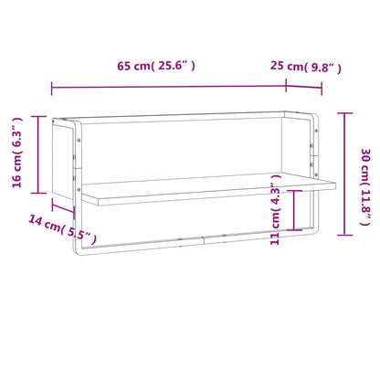 Wandschap Met Stang Kleurig Sonoma Eiken 65 x 25 x 30 cm