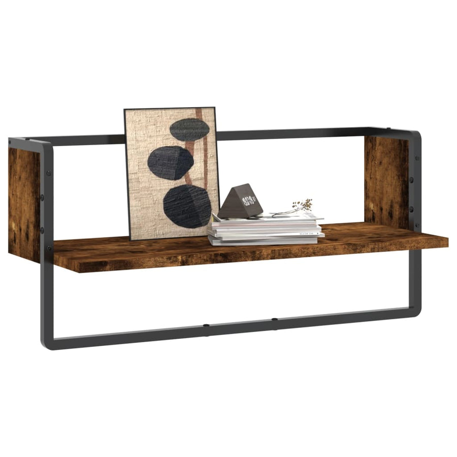 Wandschap Met Stang Kleurig Gerookt Eiken 65 x 25 x 30 cm