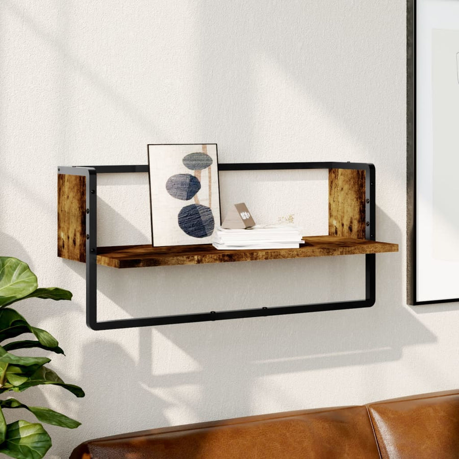 Wandschap Met Stang Kleurig Gerookt Eiken 65 x 25 x 30 cm