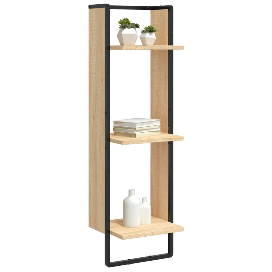 Wandrek 3-Laags Bewerkt Hout Kleurig 30 x 25 x 100 cm Sonoma eiken