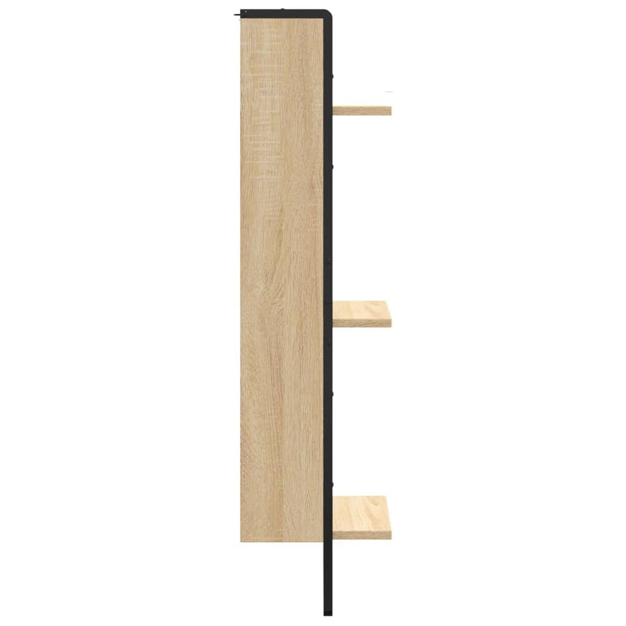 Wandrek 3-Laags Bewerkt Hout Kleurig 30 x 25 x 100 cm Sonoma eiken