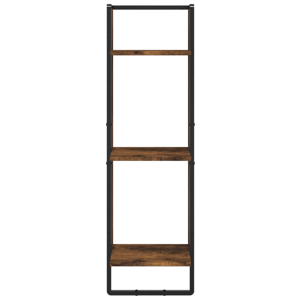 Wandrek 3-Laags 30X25X100 Cm Bewerkt Hout Gerookt Eikenkleurig