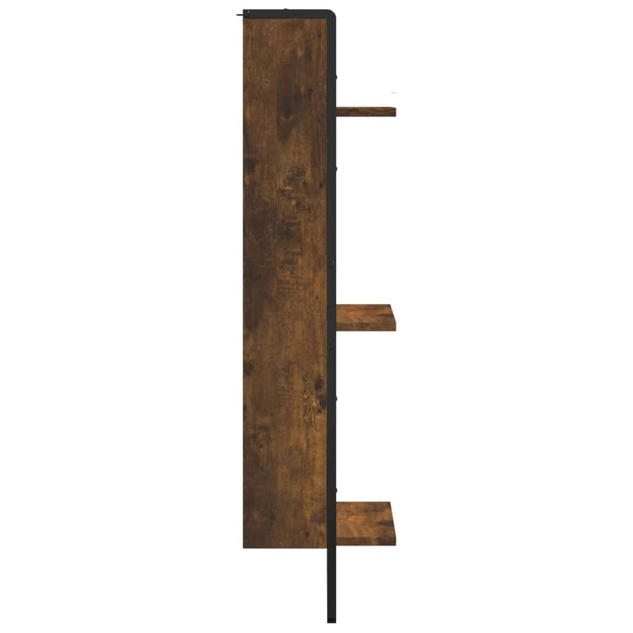 Wandrek 3-Laags 30X25X100 Cm Bewerkt Hout Gerookt Eikenkleurig