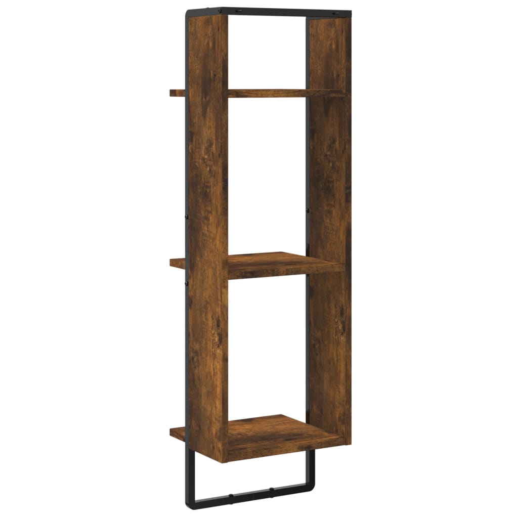 Wandrek 3-Laags 30X25X100 Cm Bewerkt Hout Gerookt Eikenkleurig