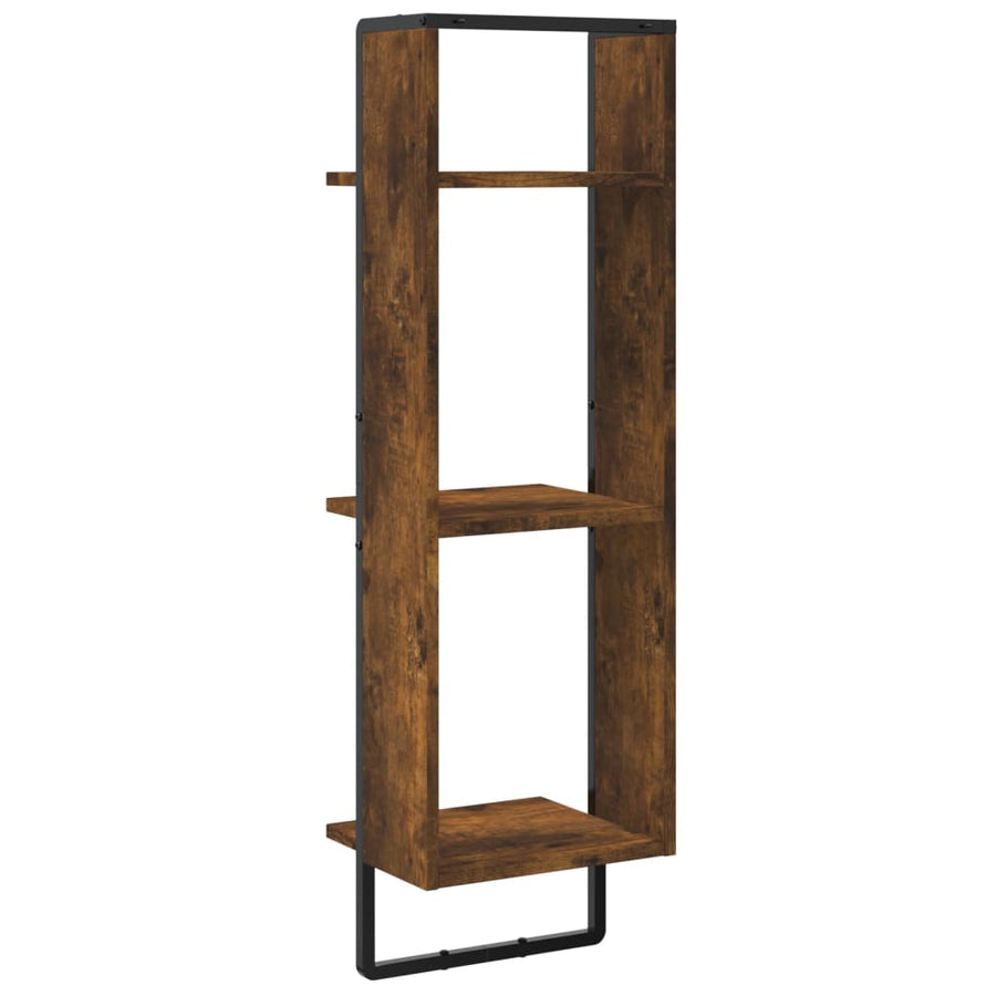 Wandrek 3-Laags 30X25X100 Cm Bewerkt Hout Gerookt Eikenkleurig
