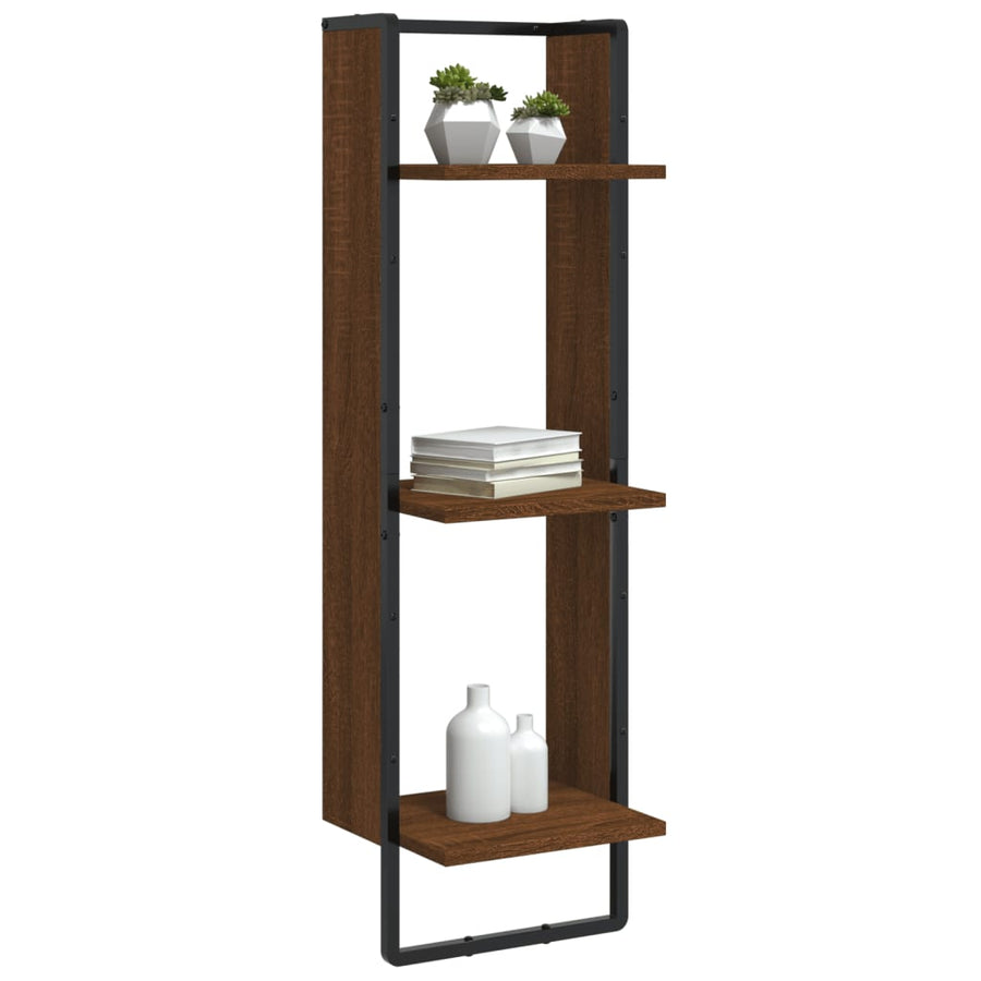Wandrek 3-Laags 30X25X100 Cm Bewerkt Hout Bruin Eikenkleur