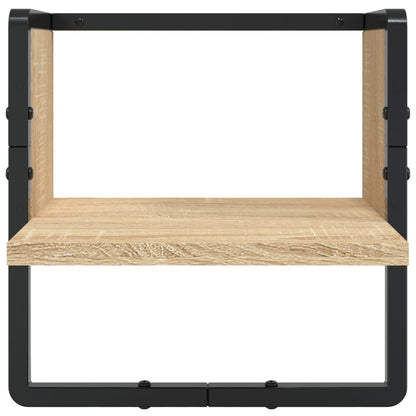 -Delige Wandschappenset Met Stangen Bewerkt Hout Sonoma eiken