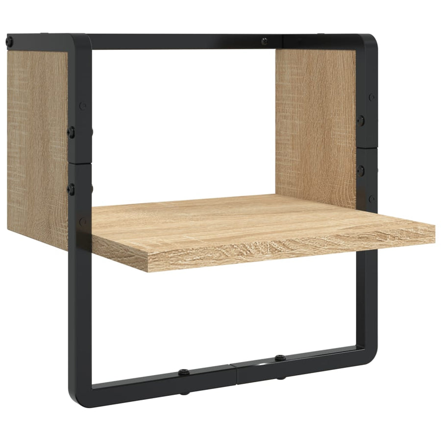 -Delige Wandschappenset Met Stangen Bewerkt Hout Sonoma eiken