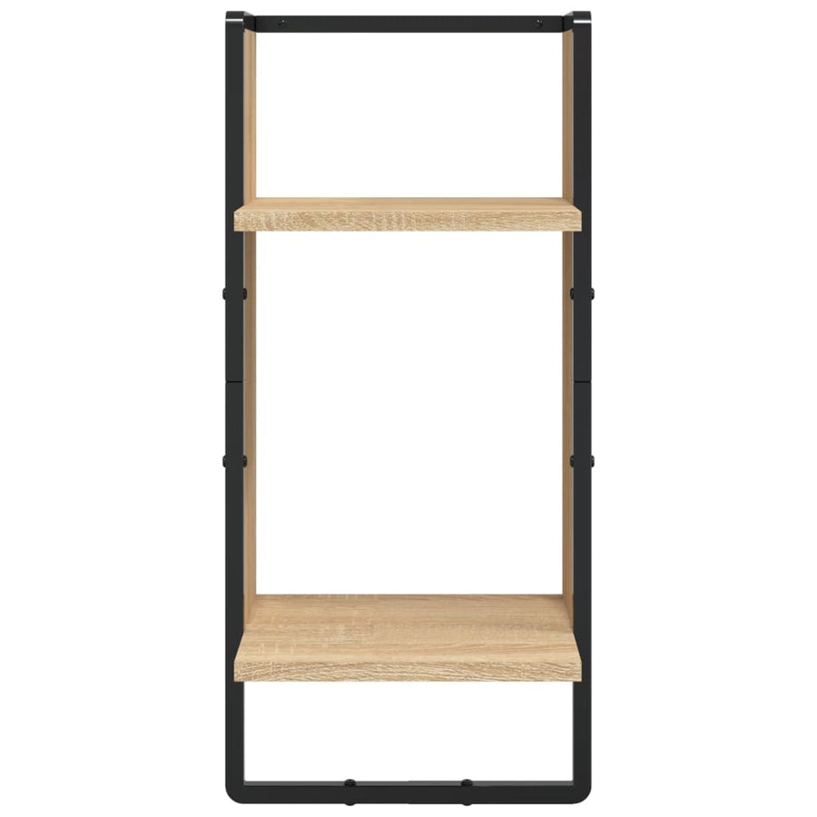-Delige Wandschappenset Met Stangen Bewerkt Hout Sonoma eiken