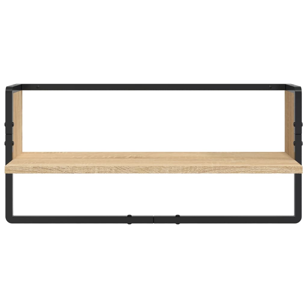 -Delige Wandschappenset Met Stangen Bewerkt Hout Sonoma eiken