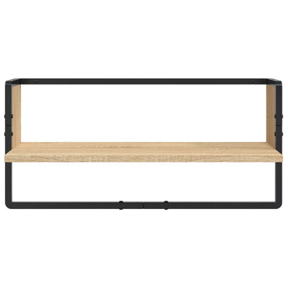 -Delige Wandschappenset Met Stangen Bewerkt Hout Sonoma eiken