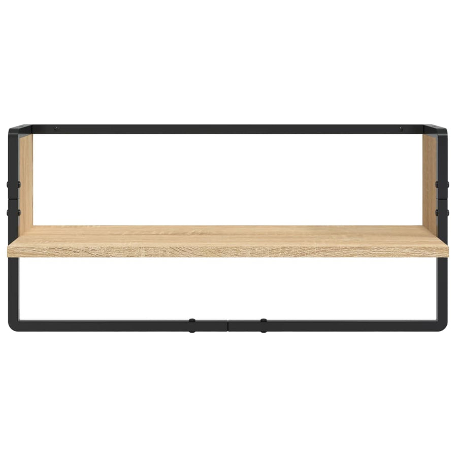 -Delige Wandschappenset Met Stangen Bewerkt Hout Sonoma eiken