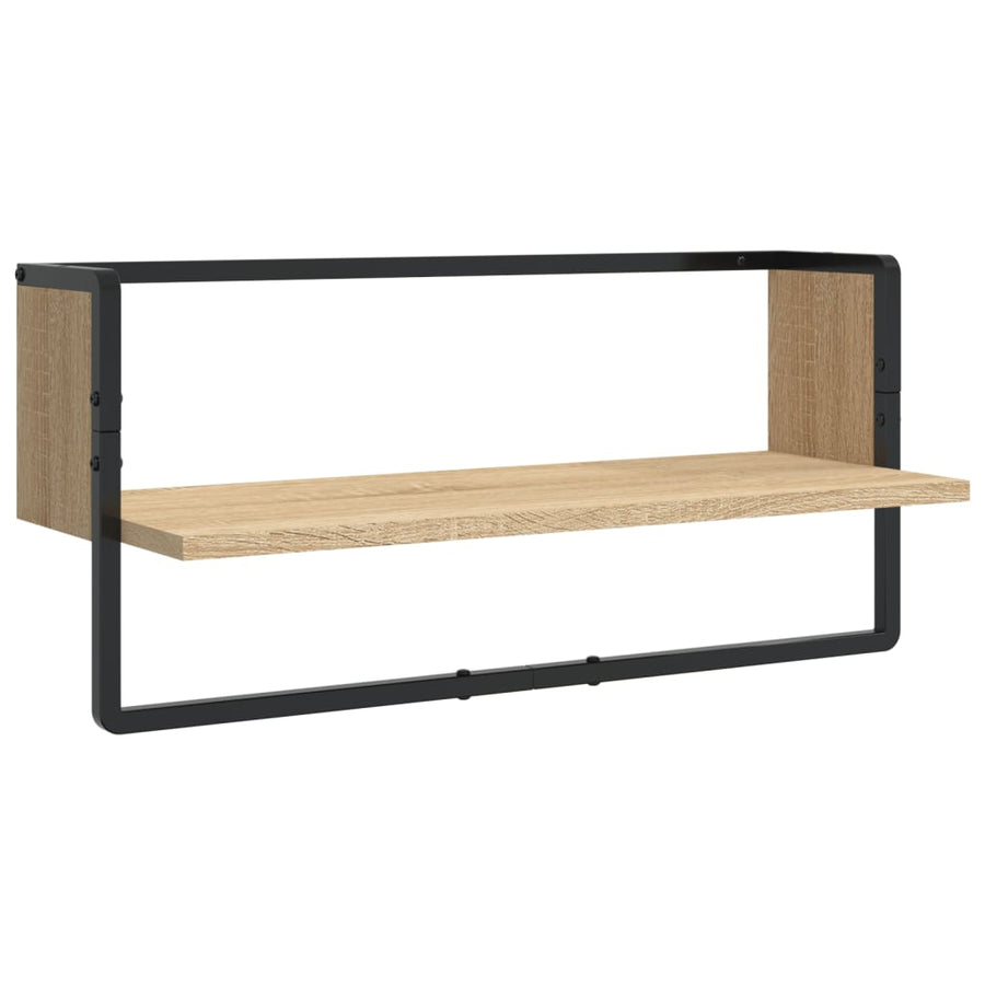 -Delige Wandschappenset Met Stangen Bewerkt Hout Sonoma eiken