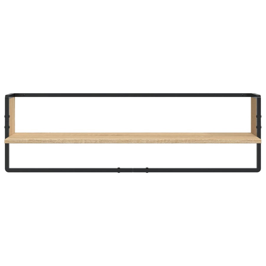 -Delige Wandschappenset Met Stangen Bewerkt Hout Sonoma eiken