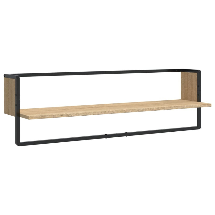-Delige Wandschappenset Met Stangen Bewerkt Hout Sonoma eiken