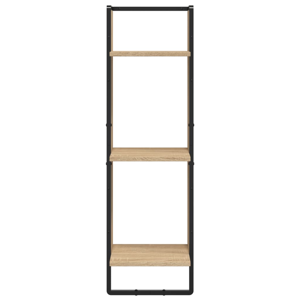-Delige Wandschappenset Met Stangen Bewerkt Hout Sonoma eiken