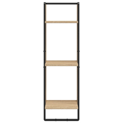 -Delige Wandschappenset Met Stangen Bewerkt Hout Sonoma eiken