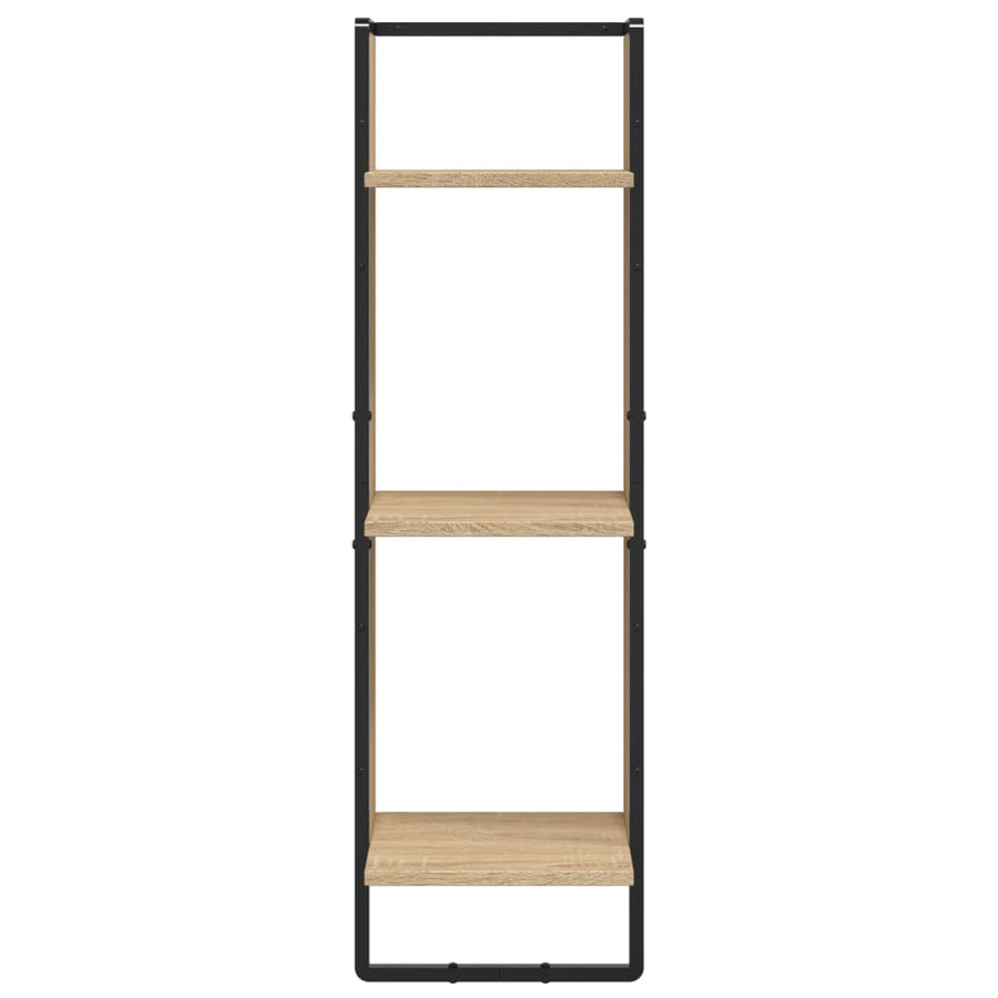 -Delige Wandschappenset Met Stangen Bewerkt Hout Sonoma eiken