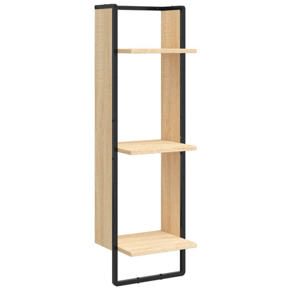 -Delige Wandschappenset Met Stangen Bewerkt Hout Sonoma eiken