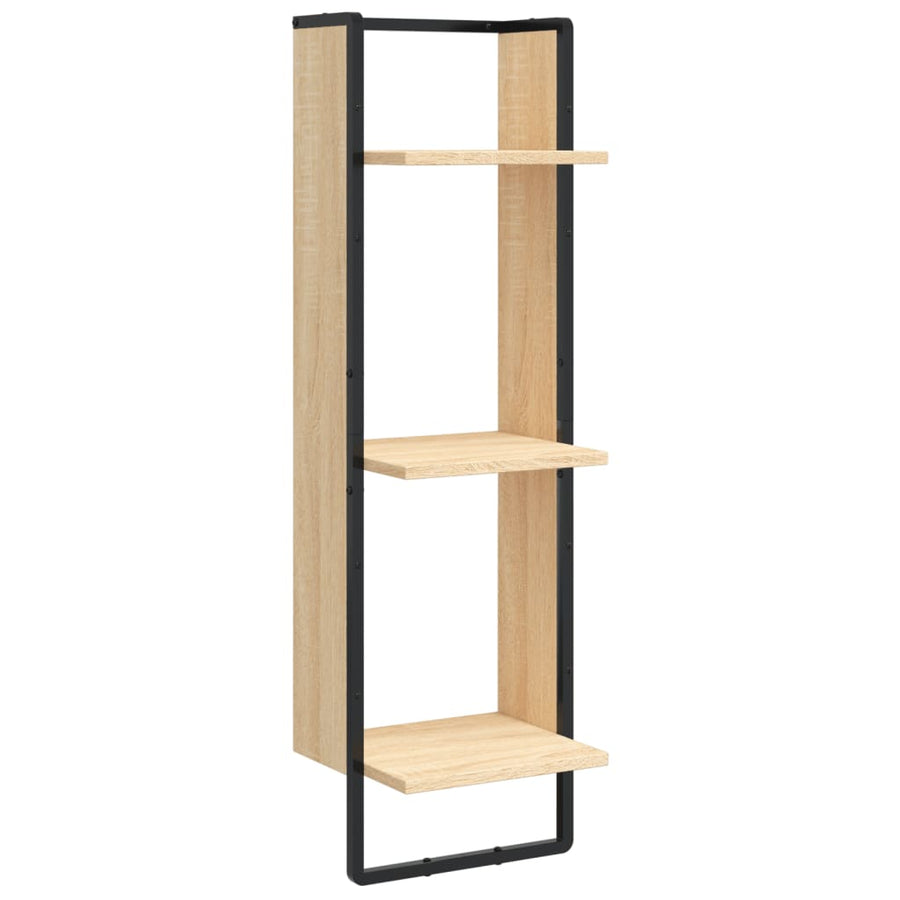 -Delige Wandschappenset Met Stangen Bewerkt Hout Sonoma eiken