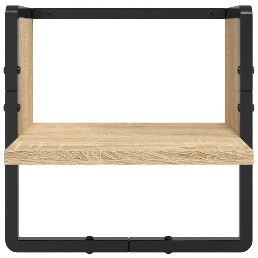 -Delige Wandschappenset Met Stangen Bewerkt Hout Sonoma eiken