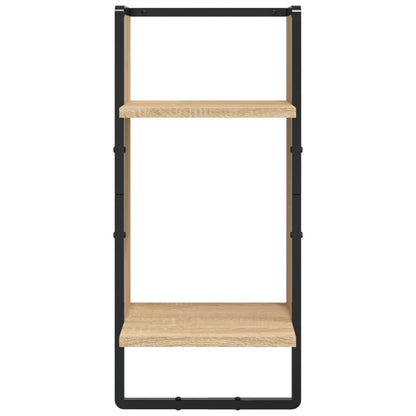 -Delige Wandschappenset Met Stangen Bewerkt Hout Sonoma eiken