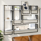6-piece Wall Shelf Set with Rods engineered wood sonoma grey