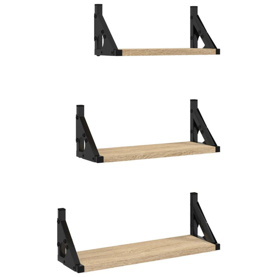 3-delige Wandschappenset bewerkt hout sonoma eikenkleurig Sonoma eiken