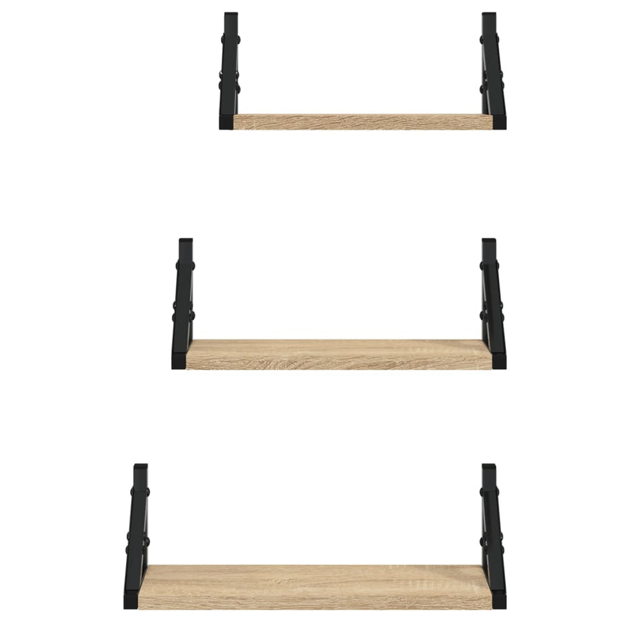 3-delige Wandschappenset bewerkt hout sonoma eikenkleurig Sonoma eiken