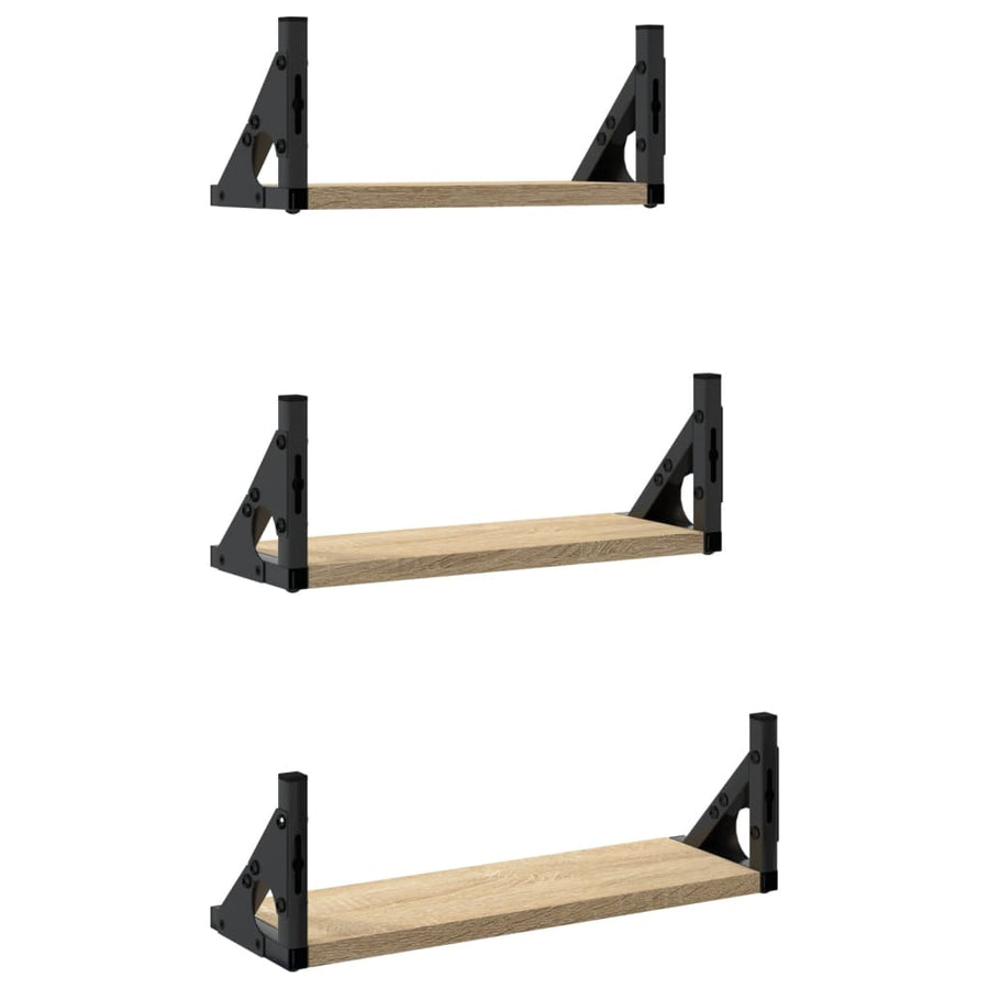 3-delige Wandschappenset bewerkt hout sonoma eikenkleurig Sonoma eiken
