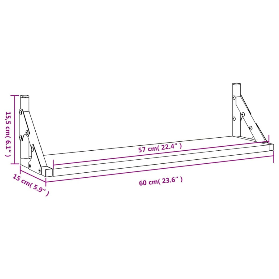 Wandschappen 60X15X15,5 Cm Eikenkleurig Grijs Sonoma 60 x 15 x 15.5 cm