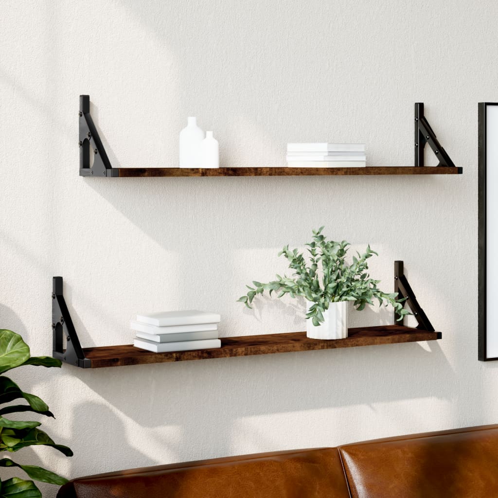 Wandschappen 80X15X15,5 Cm Bewerkt Hout Gerookt Eiken 80 x 15 x 15.5 cm