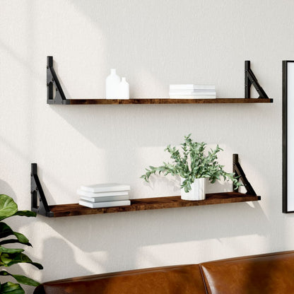 Wandschappen 80X15X15,5 Cm Bewerkt Hout Gerookt Eiken 80 x 15 x 15.5 cm