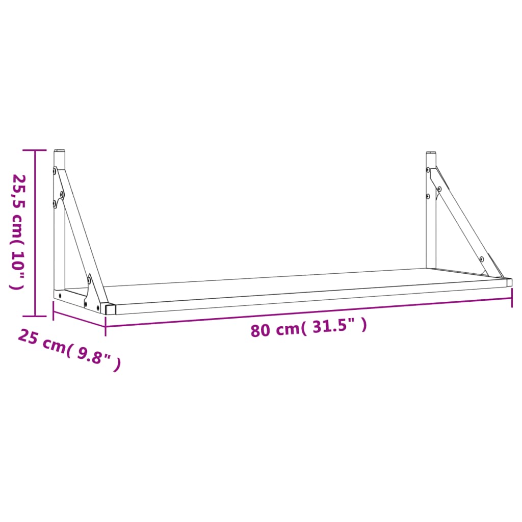 Wandschappen 80X25X25,5 Cm Bewerkt Hout Eiken Grijs Sonoma 80 x 25 x 25.5 cm