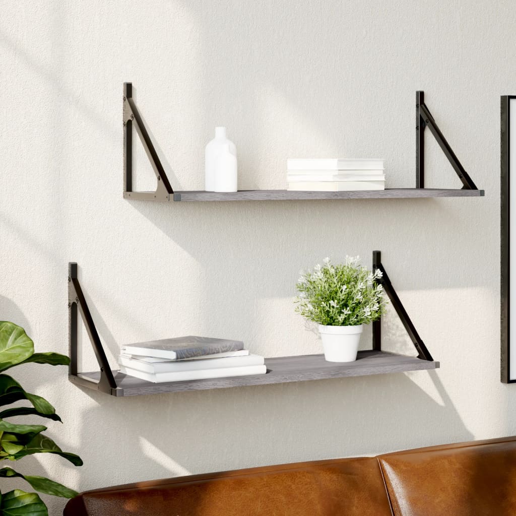 Wandschappen 80X25X25,5 Cm Bewerkt Hout Eiken Grijs Sonoma 80 x 25 x 25.5 cm