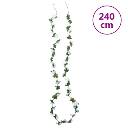 Kunstbloemslingers 6 St 240 Cm Blauw En Wit