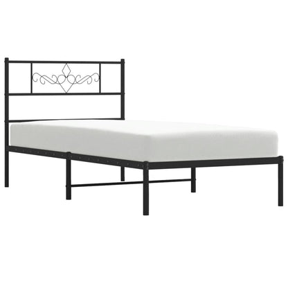 Bedframe met hoofdbord metaal zwart 90x190 cm 90 x 190 cm Zwart met hoofdbord