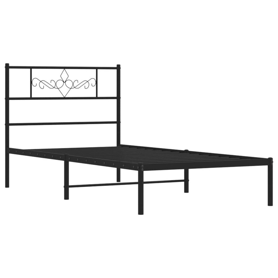 Bedframe met hoofdbord metaal zwart 90x200 cm 90 x 200 cm Zwart met hoofdbord