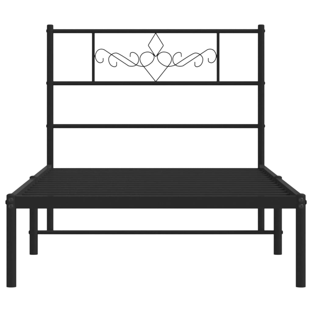 Bedframe met hoofdbord metaal zwart 90x200 cm 90 x 200 cm Zwart met hoofdbord