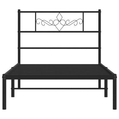 Bedframe met hoofdbord metaal zwart 90x200 cm 90 x 200 cm Zwart met hoofdbord