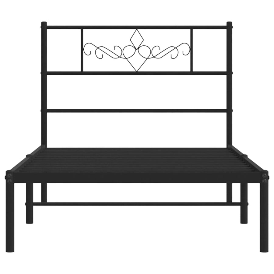 Bedframe met hoofdbord metaal zwart 90x200 cm 90 x 200 cm Zwart met hoofdbord