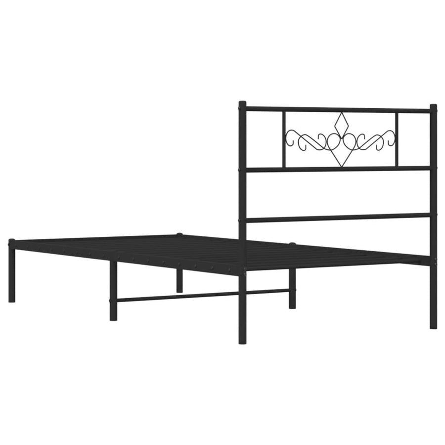 Bedframe met hoofdbord metaal zwart 90x200 cm 90 x 200 cm Zwart met hoofdbord